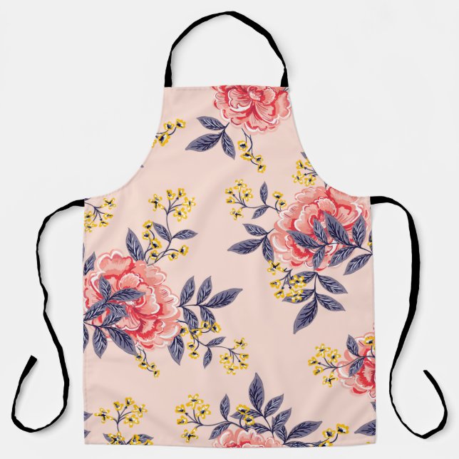 Abstract seamless pattern with vintage leaves and  apron (Front)