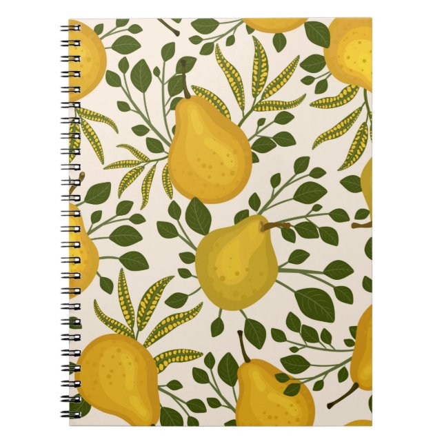 Abstract seamless pattern with yellow pears and le notebook (Front)