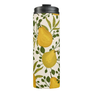 Abstract seamless pattern with yellow pears and le thermal tumbler