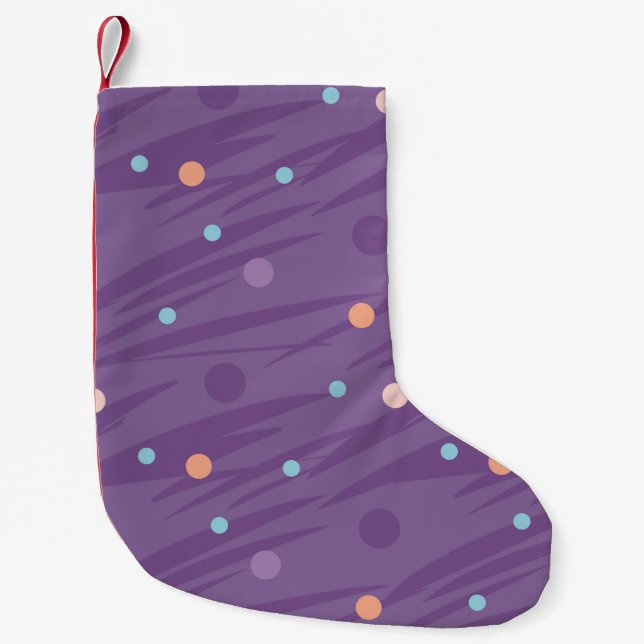 Abstract seamless purple pattern with circles and  small christmas stocking (Front)