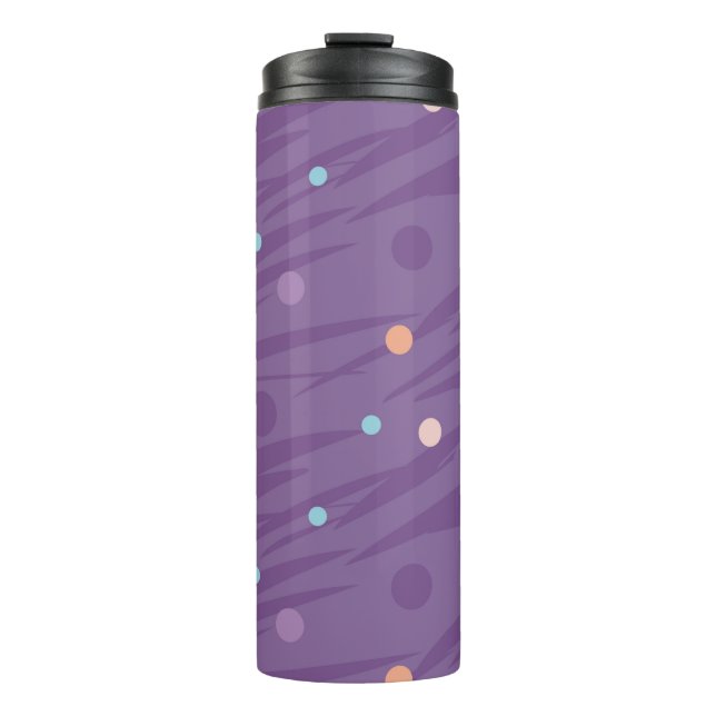 Abstract seamless purple pattern with circles and  thermal tumbler (Front)