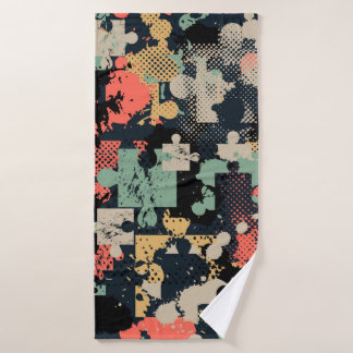 Abstract seamless puzzle pattern with puzzle, squa bath towel