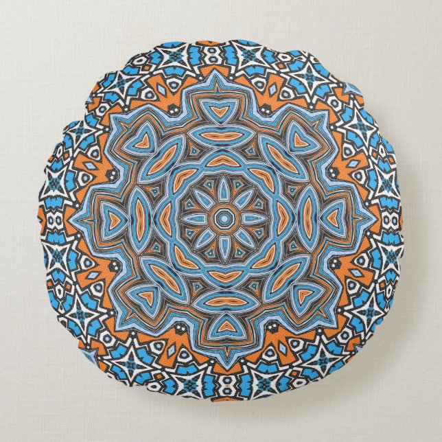 Abstract seamless round mandala mosaic tile kaleid cushion (Front)