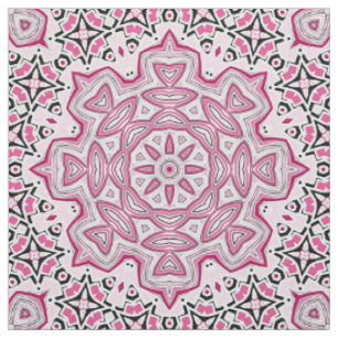 Abstract seamless round mandala mosaic tile kaleid fabric
