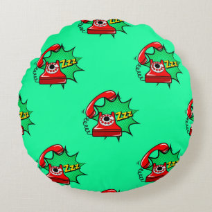 Abstract seamless telephone pattern. Creative tele Round Cushion