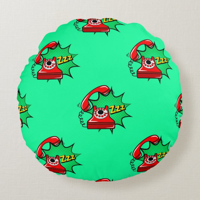 Abstract seamless telephone pattern. Creative tele Round Cushion (Front)