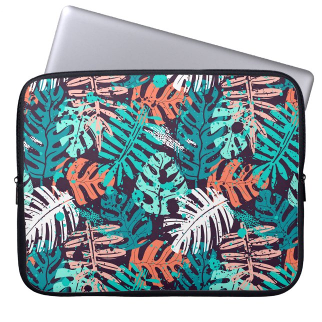 Abstract seamless tropical leaves pattern. Creativ Laptop Sleeve (Front)