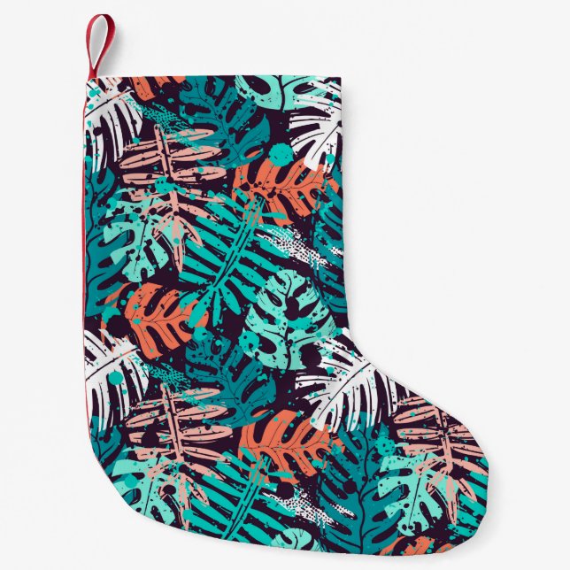 Abstract seamless tropical leaves pattern. Creativ Small Christmas Stocking (Front)