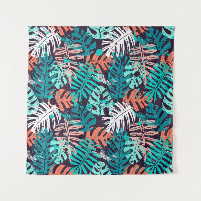 Abstract seamless tropical leaves pattern. Creativ Tapestry (Front)