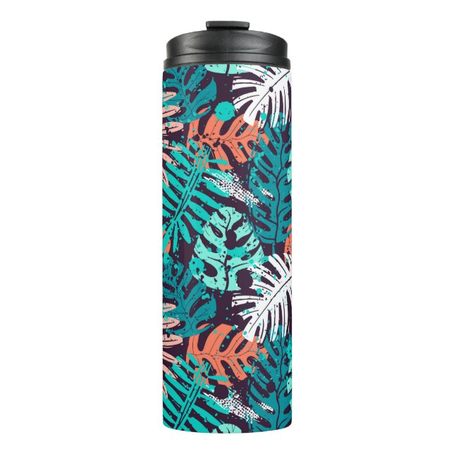 Abstract seamless tropical leaves pattern. Creativ Thermal Tumbler (Front)