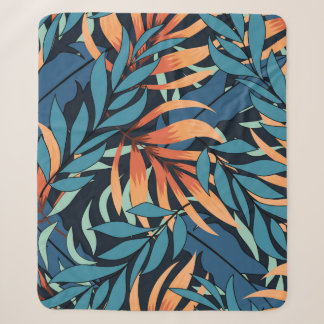 Abstract seamless tropical pattern with pastel pla sherpa blanket