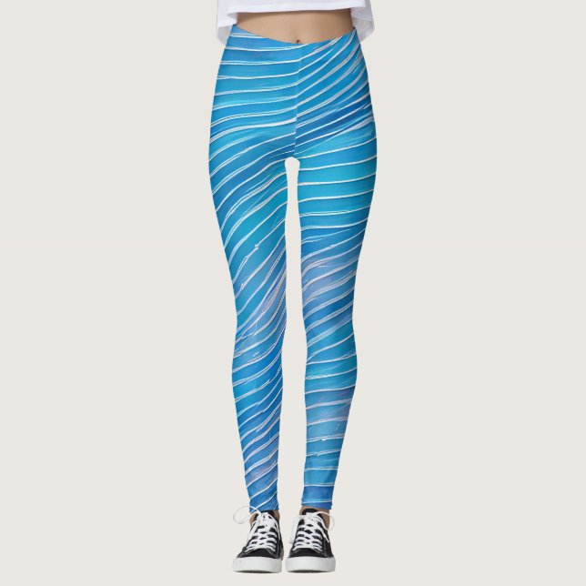 Abstract Seascape Fractured Waves 21  Leggings (Front)