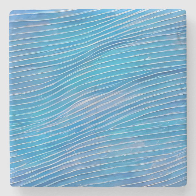 Abstract Seascape Fractured Waves 21  Stone Coaster (Front)