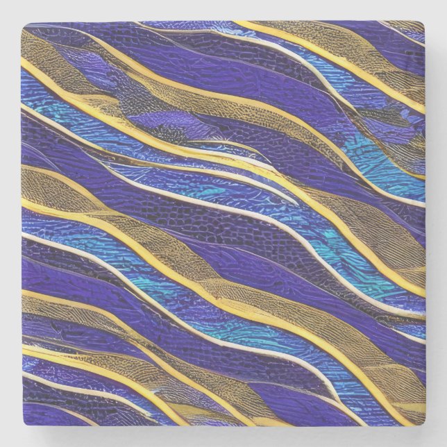  Abstract Seascape Fractured Waves 33 Stone Coaster (Front)