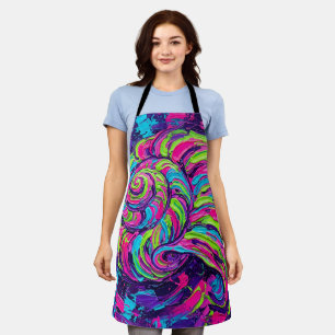 Abstract Seashell Spiral Neon Oil Apron