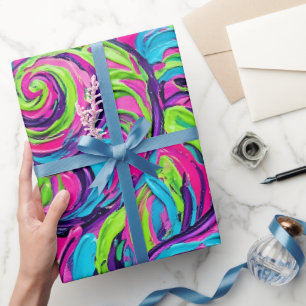 Abstract Seashell Spiral Neon Wrapping Paper