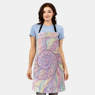 Abstract Seashell Spiral Pastel Ink Apron