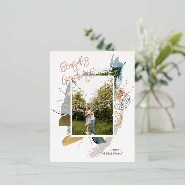 Abstract Seasons Greetings Custom Holiday Photo (Standing Front)