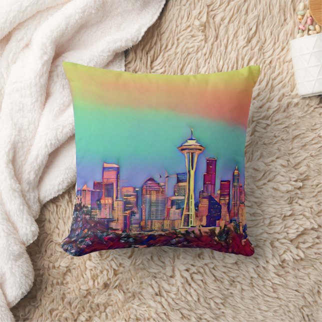 Abstract Seattle Skyline  Cushion (Blanket)