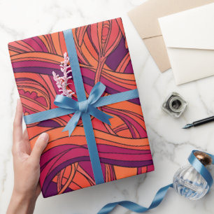 Abstract Seed Pod Sunset Orange Wrapping Paper
