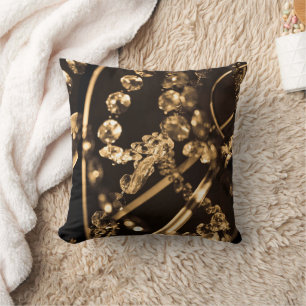Abstract Sepia Crystal Chandelier Cushion