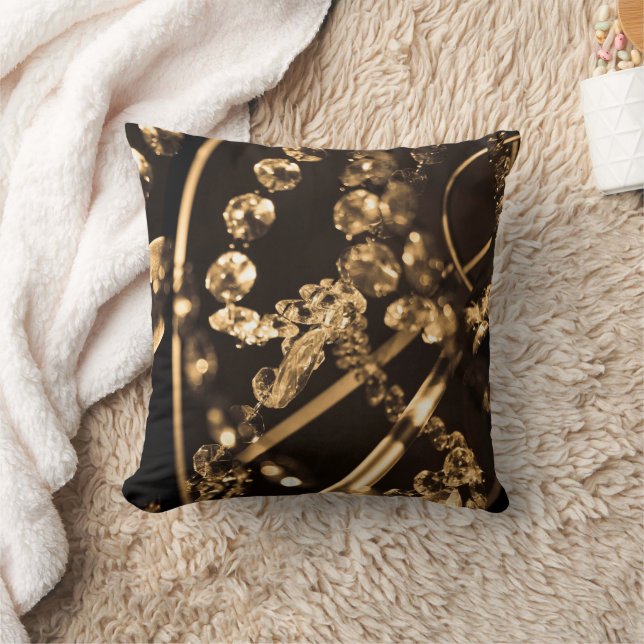  Abstract Sepia Crystal Chandelier  Cushion (Blanket)