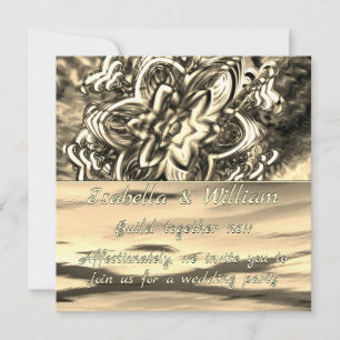 Abstract sepia flower, shiny tones to dark traces invitation