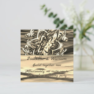 Abstract sepia flower, shiny tones to dark traces  invitation