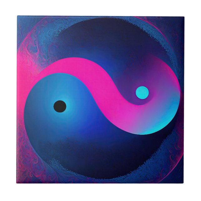 Abstract Serenity: Yin Yang in Pink & Blues Tile (Front)