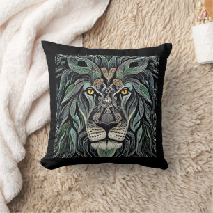 Abstract Shabby Chic King Lion Cushion