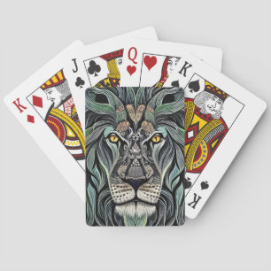Abstract Shabby Chic King Lion Playing Cards