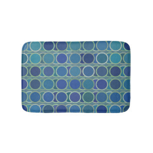Abstract Shades of Blue Circle Pattern Bath Mat