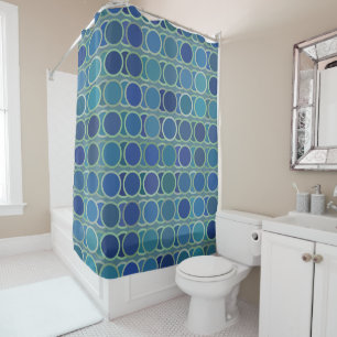 Abstract Shades of Blue Circle Pattern Shower Curtain