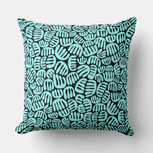 Abstract Shape 301122 - Ice Blue on Black Cushion