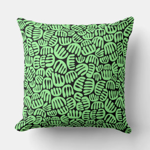 Abstract Shape 301122 - Mint Green on Black Cushion
