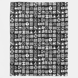 Abstract Shapes 060617 Pattern - White on Black Fleece Blanket