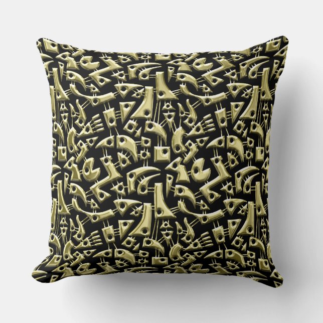 Abstract Shapes 180318 - Shiny Gold Cushion (Front)
