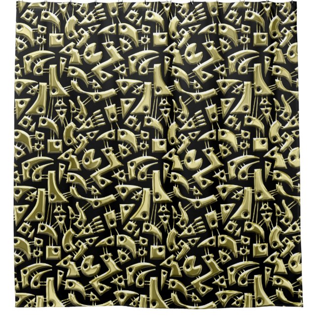Abstract Shapes 180318 - Shiny Gold Shower Curtain (Front)