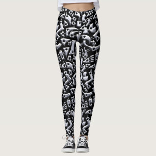 Abstract Shapes 180318 - Shiny Silver Leggings