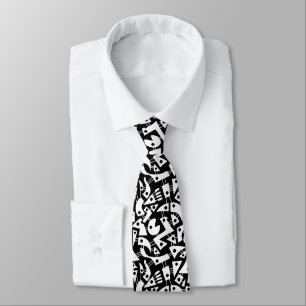 Abstract Shapes 180318 - White on Black Tie