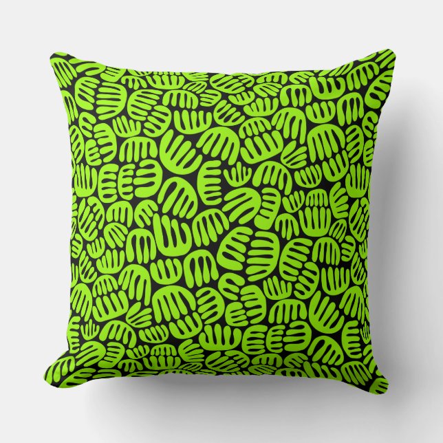 Abstract Shapes 301122 - Chartreuse on Black Cushion (Front)