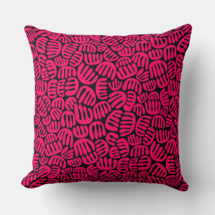 Abstract Shapes 301122 - Neon Red on Black Cushion