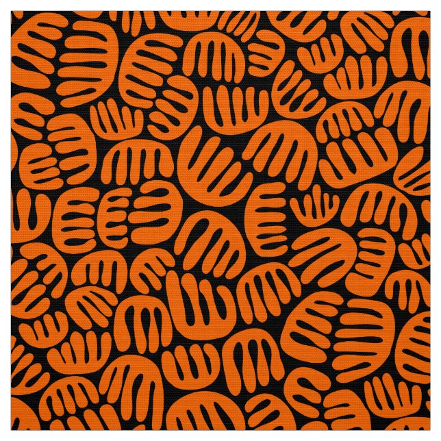Abstract Shapes 301122 - Orange on Black Fabric (Swatch)