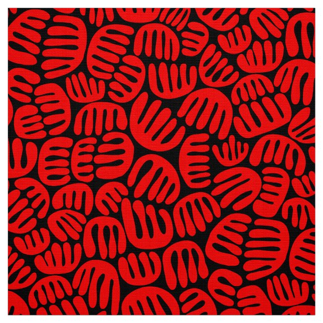 Abstract Shapes 301122 - Red on Black Fabric (Swatch)