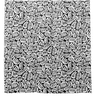 Abstract Shapes 301122 - White on Black Shower Curtain