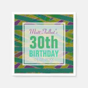 Abstract Shapes 30th Birthday Paper Napkins