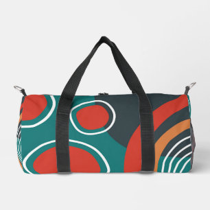 Abstract shapes art rainbow and sun boho artwork duffle bag