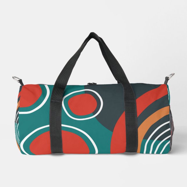 Abstract shapes art rainbow and sun boho artwork duffle bag (Front)