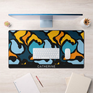 Abstract Shapes Artsy Black Desk Mat
