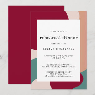 Abstract shapes contemporary rehearsal dinner invitation